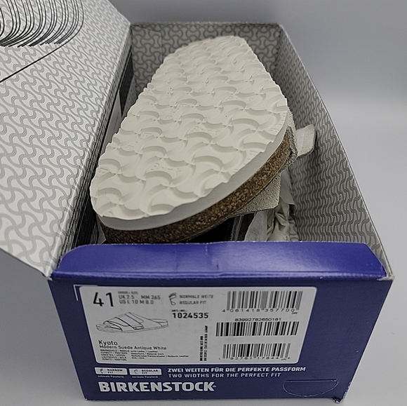 Birkenstock Kyoto Sandal in Antique White Suede Unisex Size 41 - Picture 3 of 13